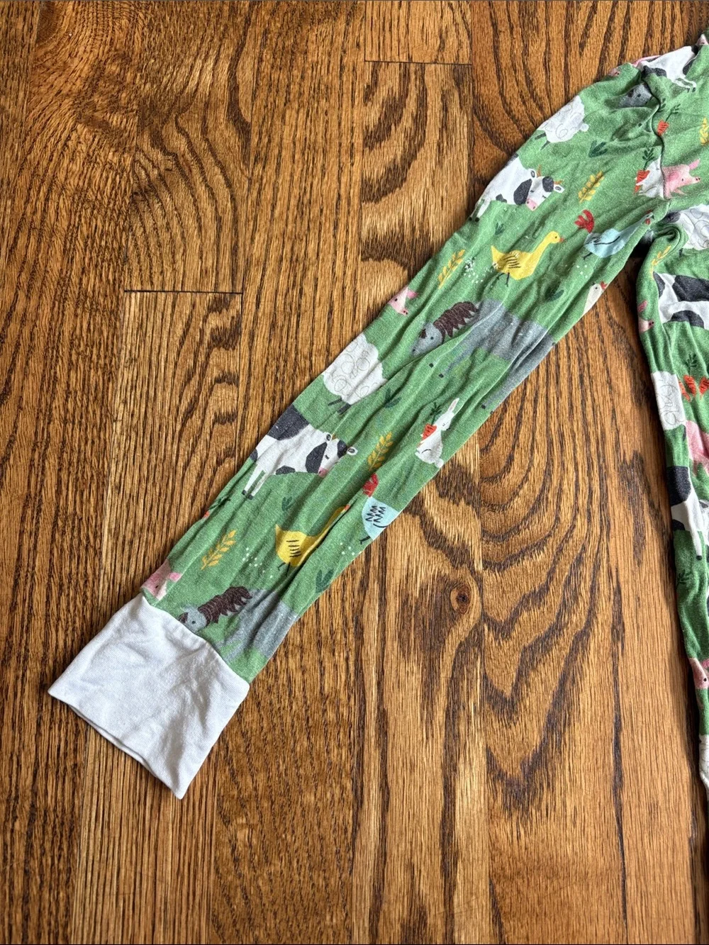 Little Sleepies green bamboo Farm Animals print, 2 piece pajama set. Size 9/10